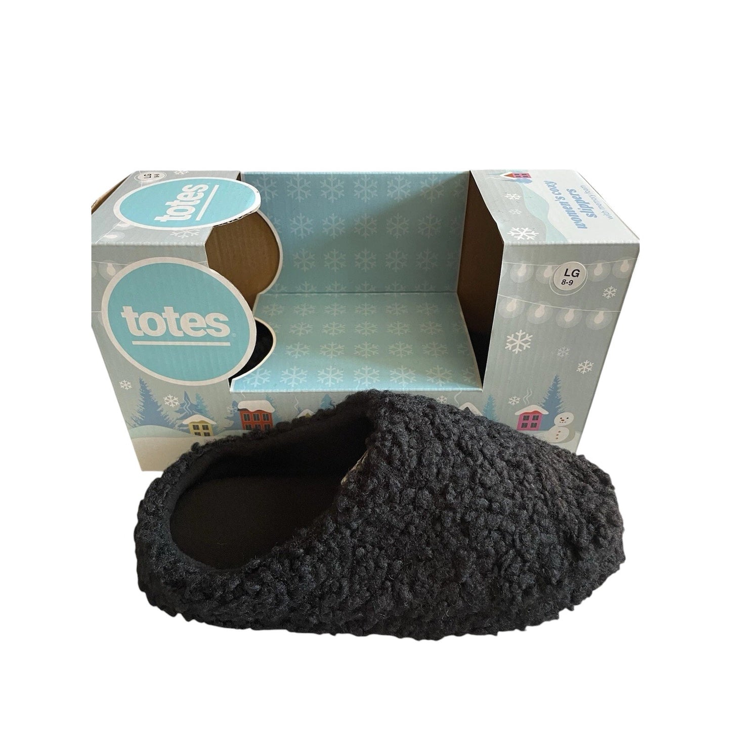 Totes Women's Cozy Slippers, Memory Foam Slippers, Size L (8-9) , Black #34544