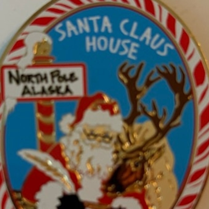 Santa Claus House North Pole Alaska Metal Enamel Magnet Reindeer Candy Cane