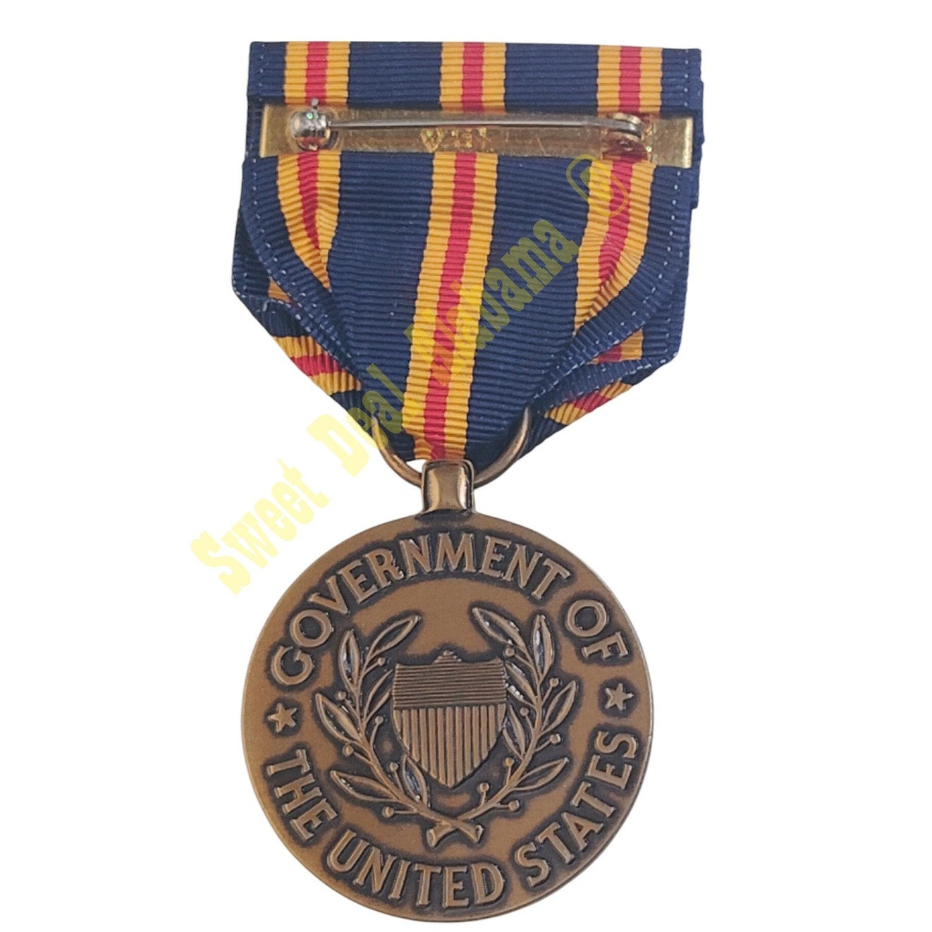 Vietnam Civilian Service Award Pin Medal 1-1/4"D, Ribbon 1-3/8"W Overall 2-7/8"H