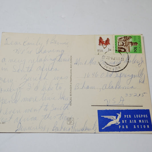 1971 South Africa Postmarked Postcard - Zuerich Zoo Animals, Multi-Color