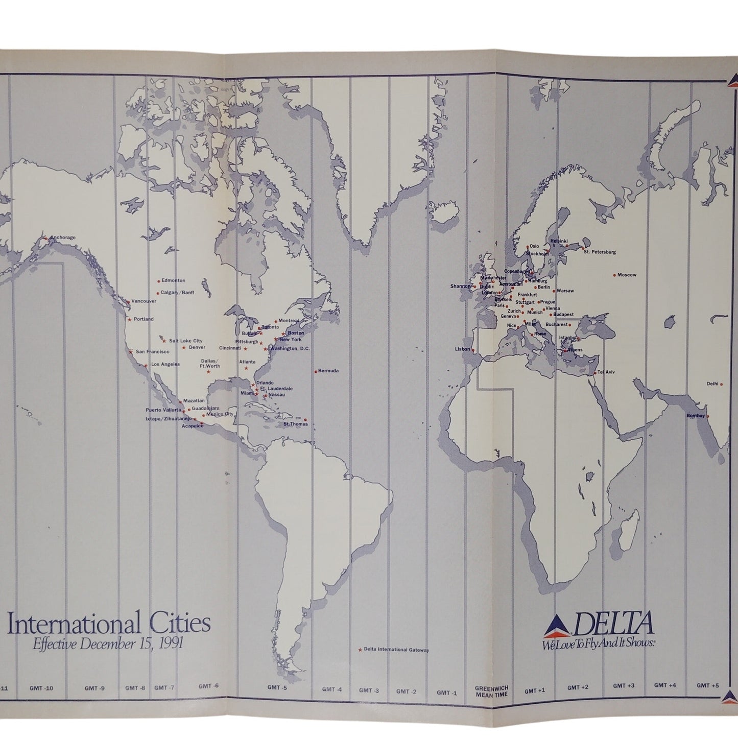 Delta Air Lines Timetable – Apr 1, 1990 – Alaska Theme Cover – 425 Pages