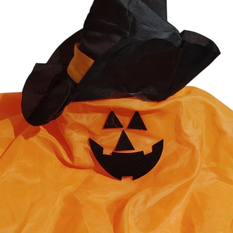 Halloween Light‑Up Hanging Orange Ghost with Witch Hat – 24"