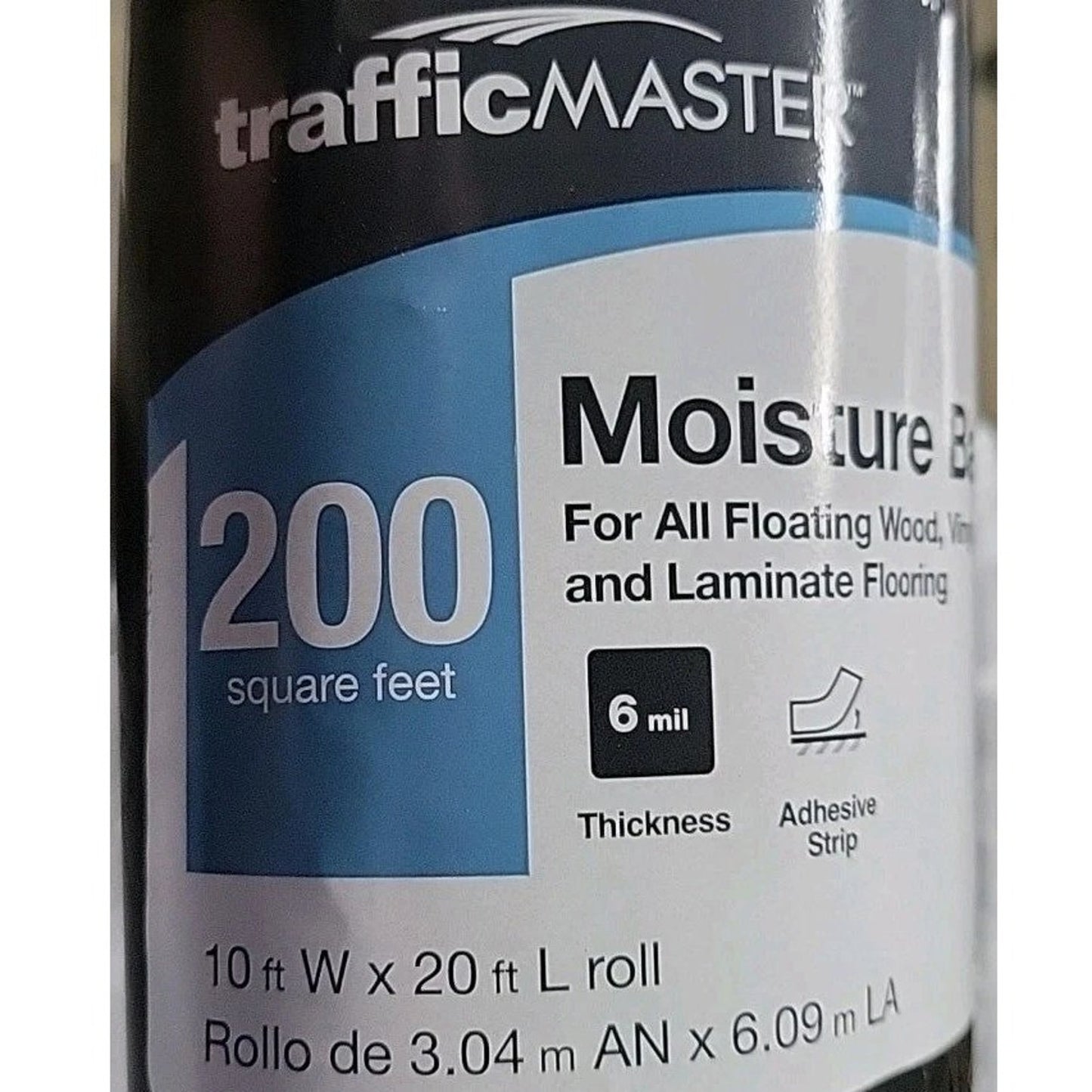 Moisture Barrier Underlayment, 200 Sq Ft 10' x 20' 6 Mil Vinyl Laminate Hardwood