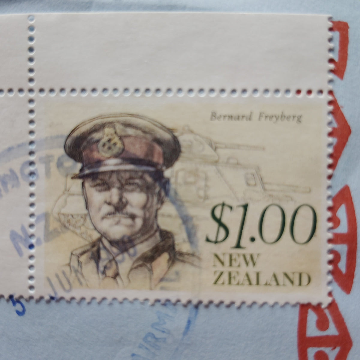 New Zealand 1990 Aerogramme $1.00 Bernard Freyberg Stamp Cover Letter