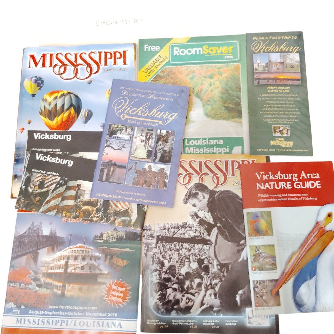 2010 Vicksburg MS Travel Ephemera Lot Maps Guides Brochures Civil War 2‑3/4 Lbs