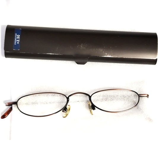 VTG Magnivision MA042‑ST.MVG +2.50 Oval Metal Reading Glasses w/ Hard Case