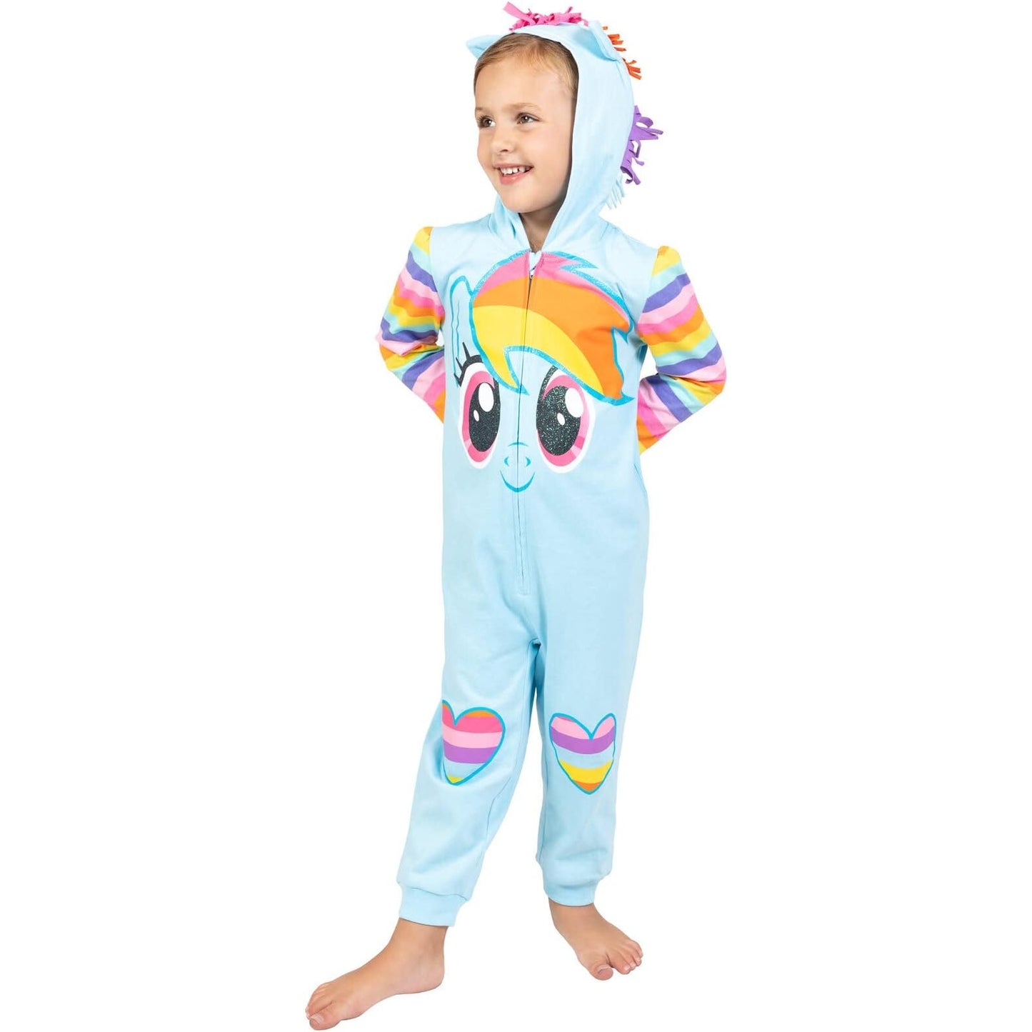 My Little Pony Rainbow Dash Girls Hooded Costume Coverall Size 7‑8