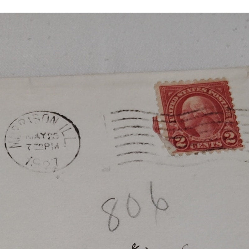 1923 2¢ George Washington Stamp on Cover, Fourth Bureau Issue, May 1927 Canceled
