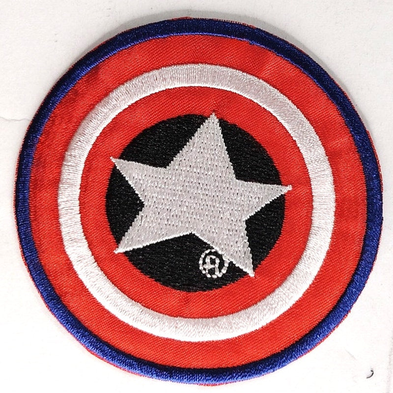 Captain America Shield Novelty Patch Embroidered 2‑3/4" Round Iron‑On or Sew‑On