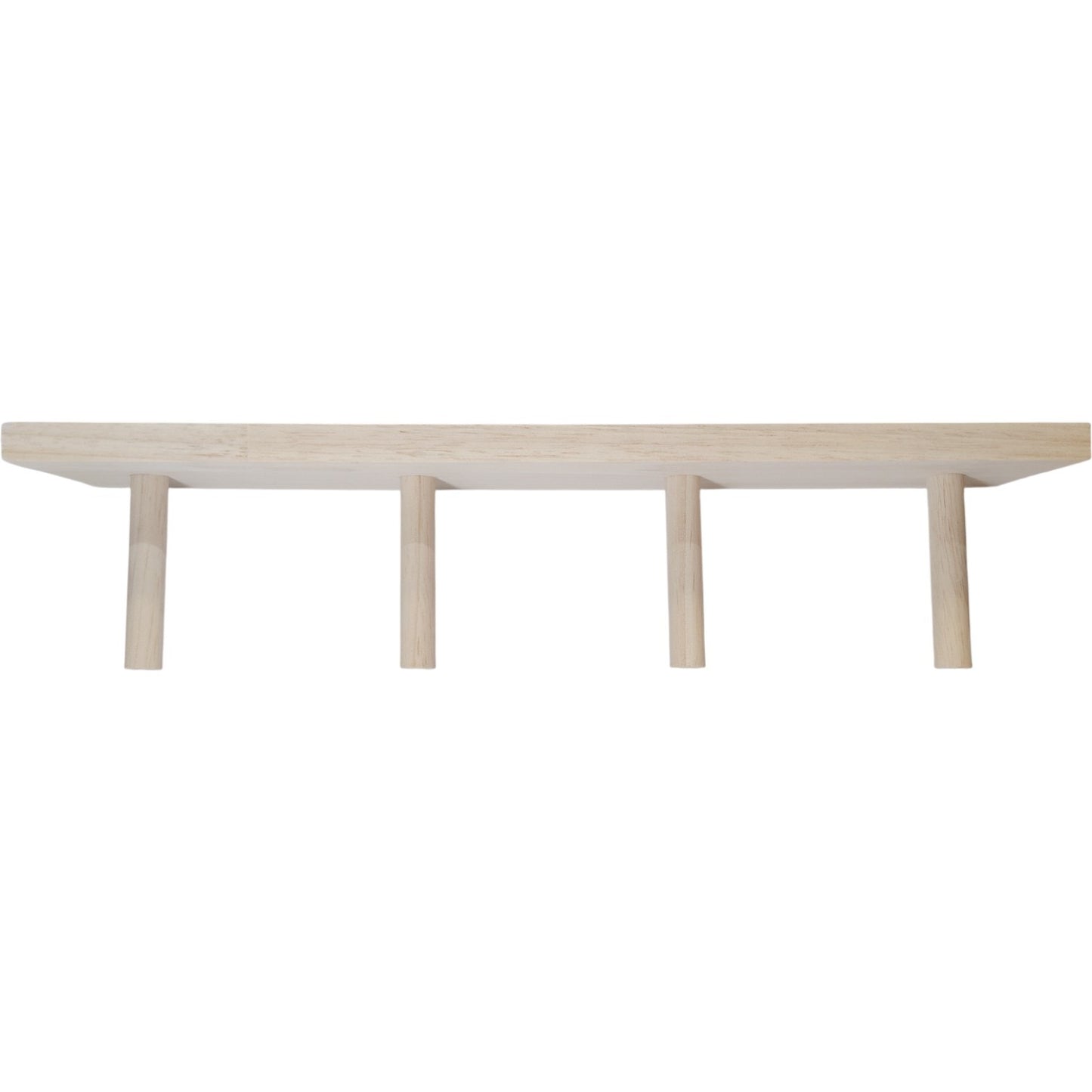 Natural Wood Wall-Mounted Coat Rack – 4 Pegs – 13" x 3" x 3"