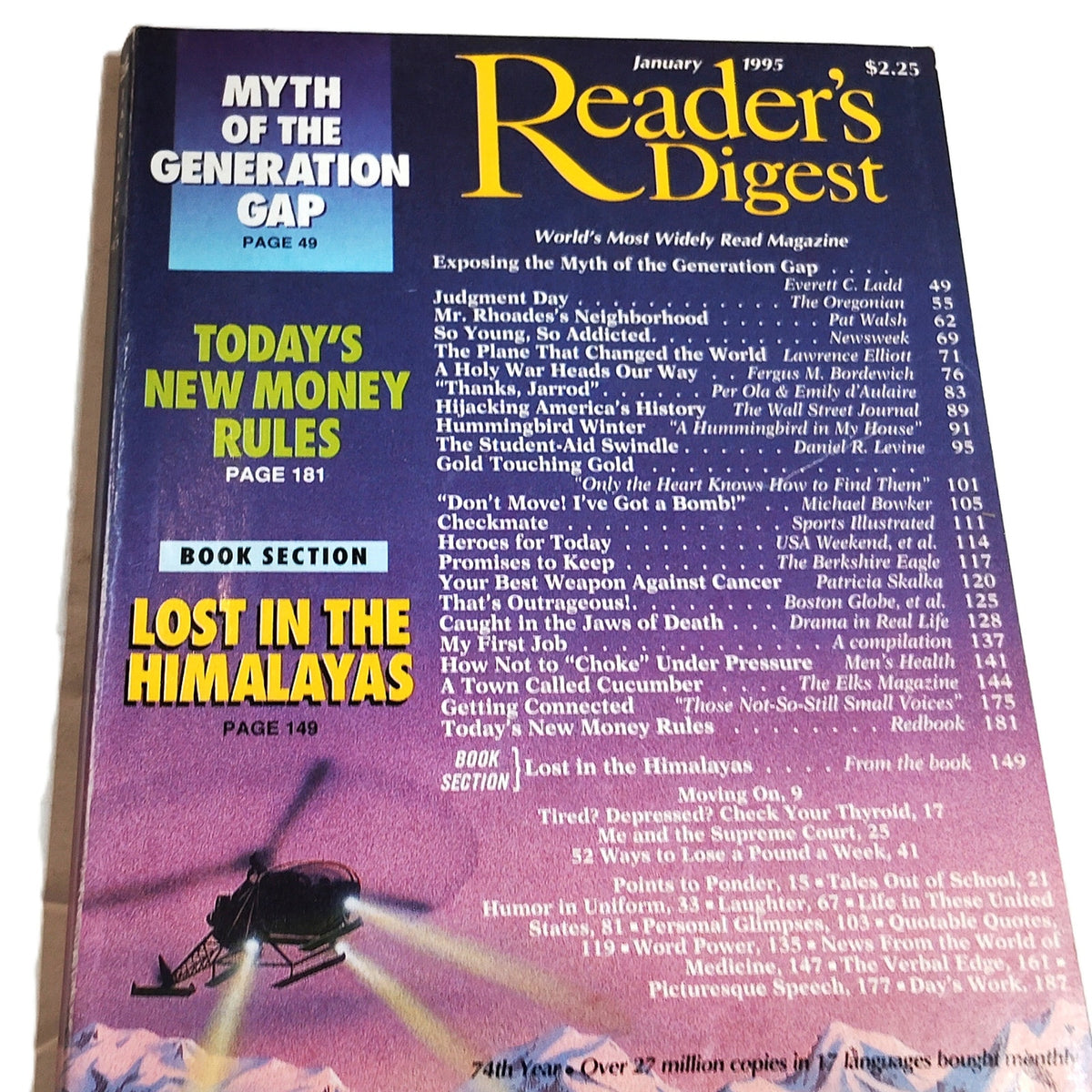 Vintage Reader's Digest January 1995 Magazine - Lost in the Himalayas