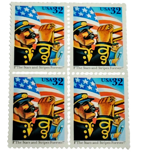 Block of 4 – 1997 USA 32¢ Stars & Stripes Forever commemorative MNH – Scott 3153