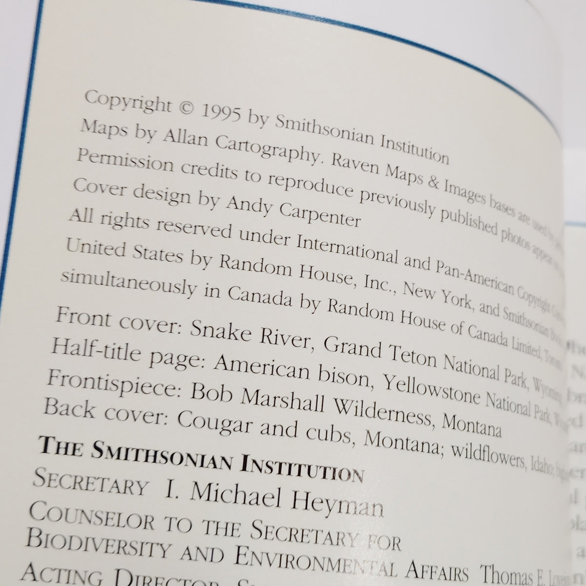 Smithsonian Guides Natural America Northern Rockies ID MT WY Softcover - LN 1995