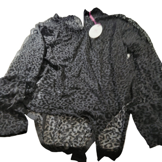 Avidlove Black Leopard Mesh L/S Bodysuit – Mock Neck – Snap Closure – XL – NWT