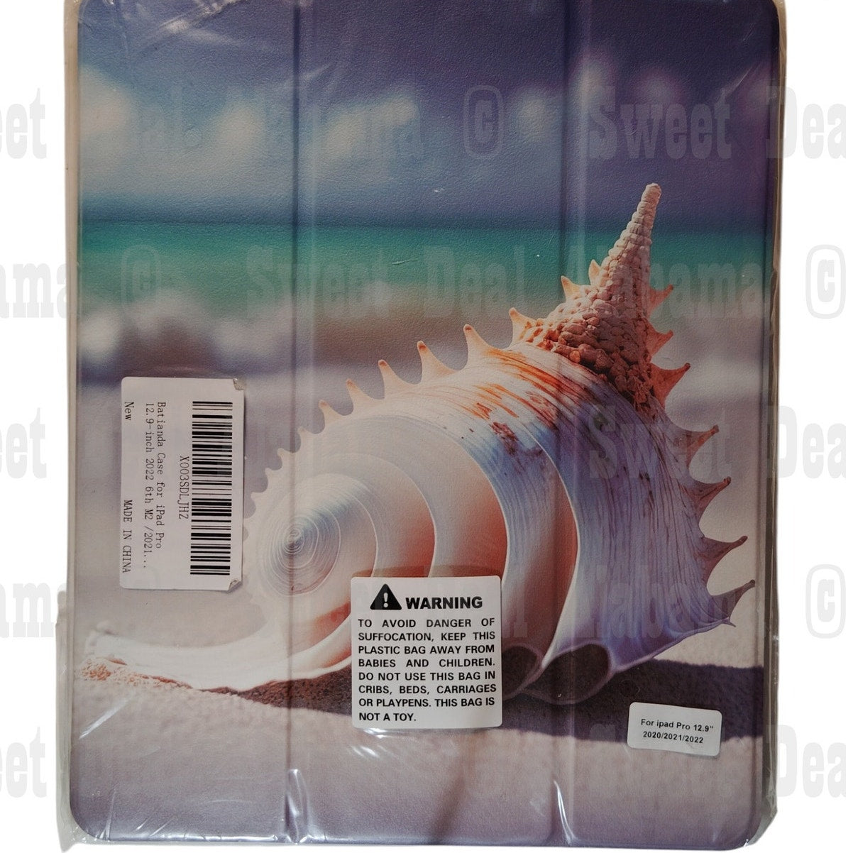 Beach Seashell iPad Pro Case 12.9" - 2020/2021/2022 6th Gen M2, PU Leather