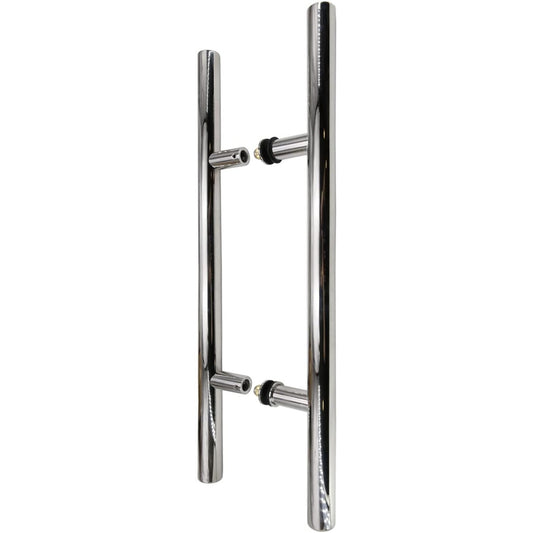 24" Ladder Style Back-to-Glass Push Pull Handle – Stainless Steel 304, Chrome Finish