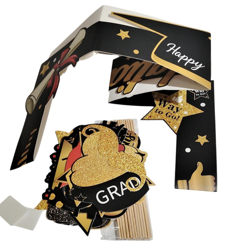 Graduation Photo Booth Props Frame 20‑Pc Party Selfie Set Non‑Year Specific