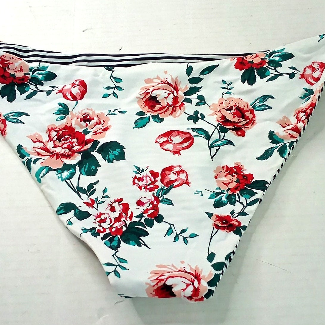 Cupshe Floral Striped Reversible Bikini Bottoms Women’s Swim Low Mid Rise Medium