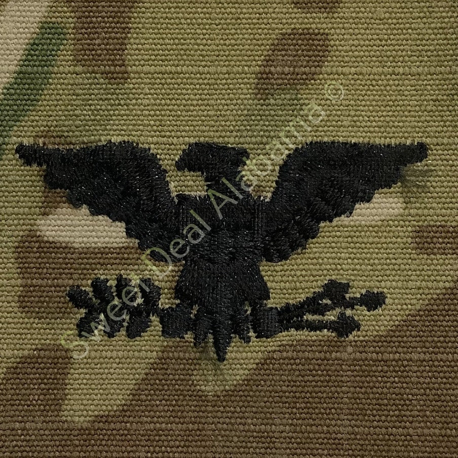 Embroidered Colonel O-6 OCP Sew-On Rank Uniform Insignia, Multi-Camo, 2"H x 2"W