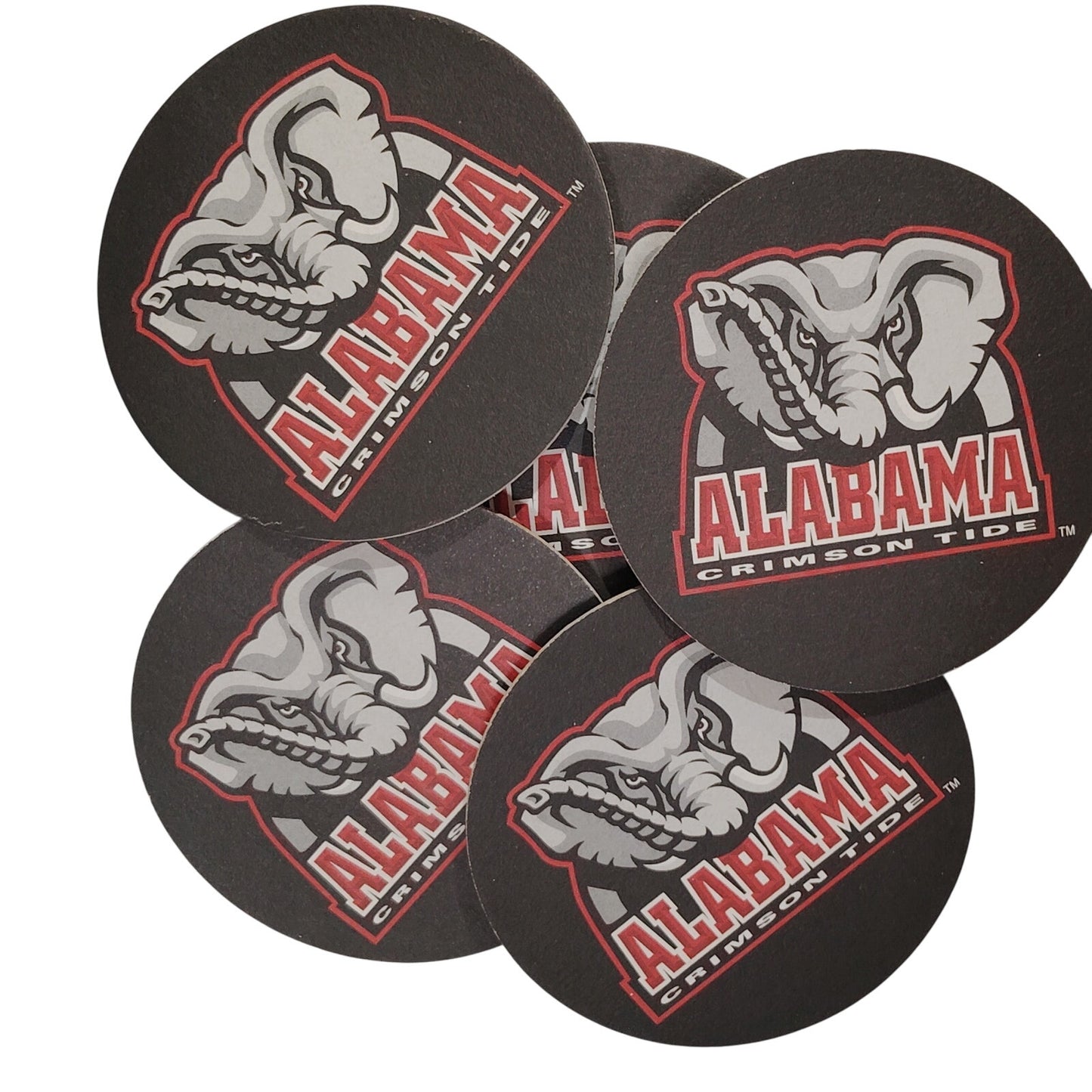 Vintage University of Alabama Collegiate Coasters - 4" Round Pulpboard - 12 Ct. - Crimson Tide Logo