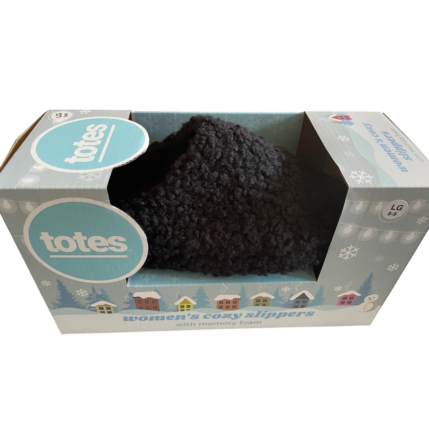 Totes Women's Cozy Slippers, Memory Foam Slippers, Size L (8-9) , Black #34544