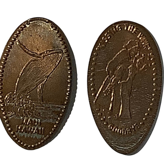 Pressed Souvenir Pennies, Featuring: Maui Hawaii & "Kissing the War Goodbye"