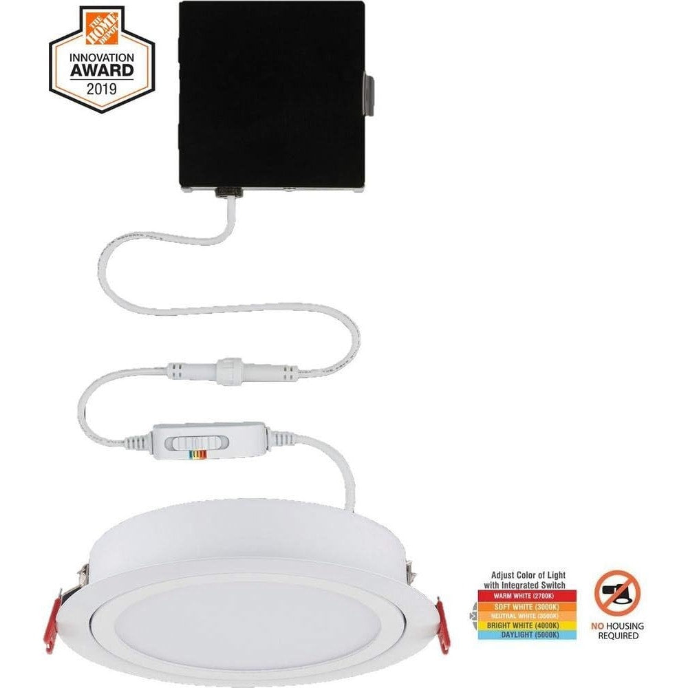 Slim Directional 6" LED Recessed Light Kit – Adjustable CCT, Canless, IC Rated