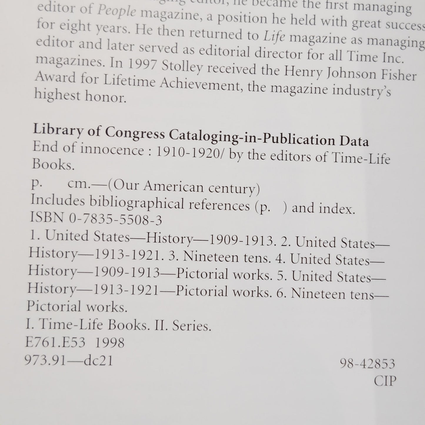 End of Innocence 1910–1920 Our American Century Time Life 1999 Hardcover, LN