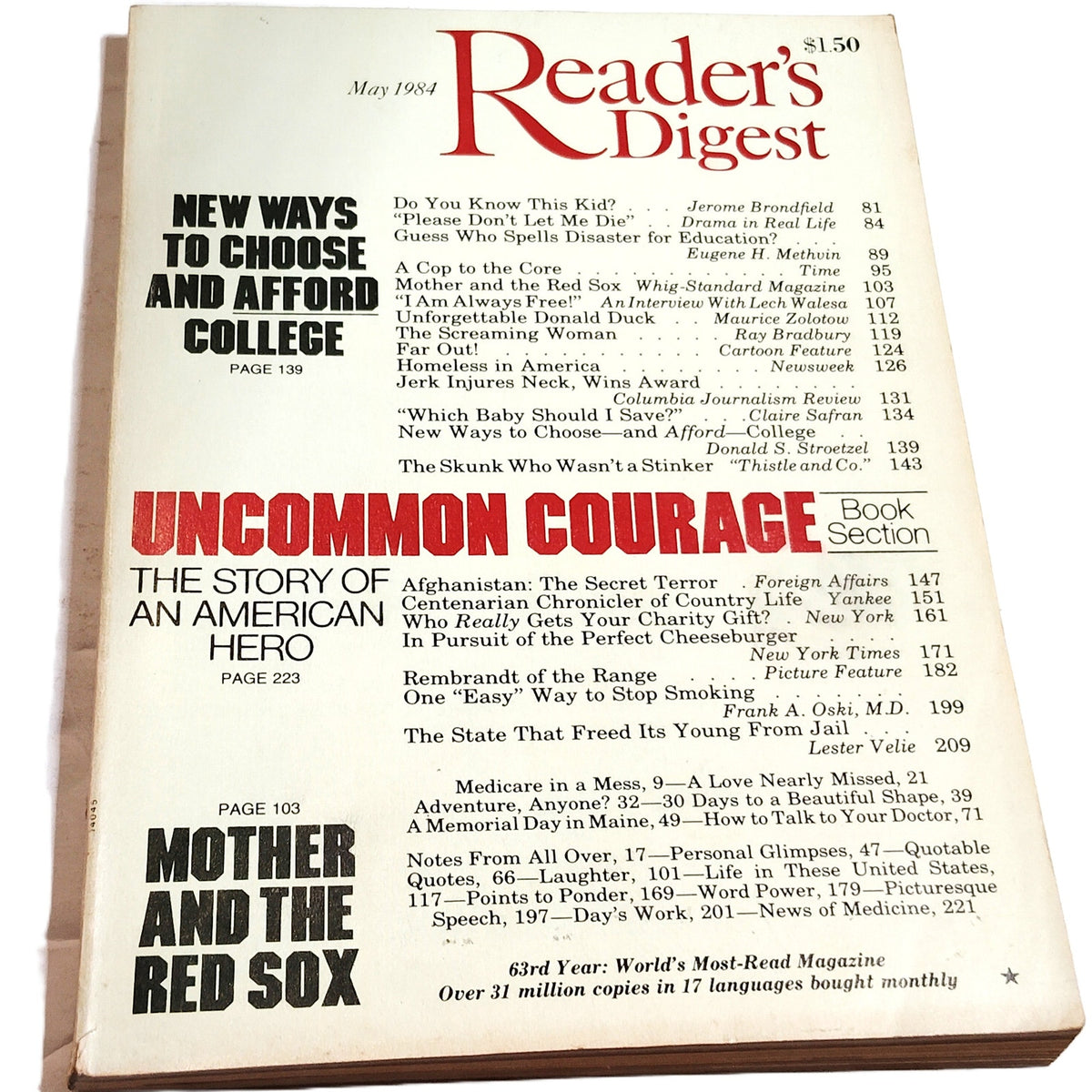 Reader's Digest May 1984 Vintage Magazine - Mother and the Red Sox Issue
