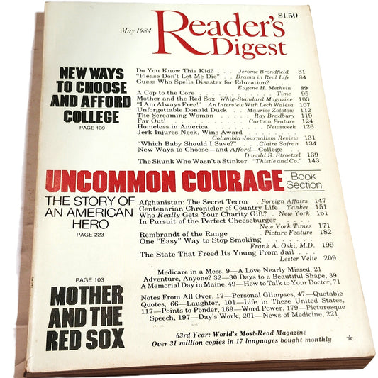 Reader's Digest May 1984 Vintage Magazine - Mother and the Red Sox Issue