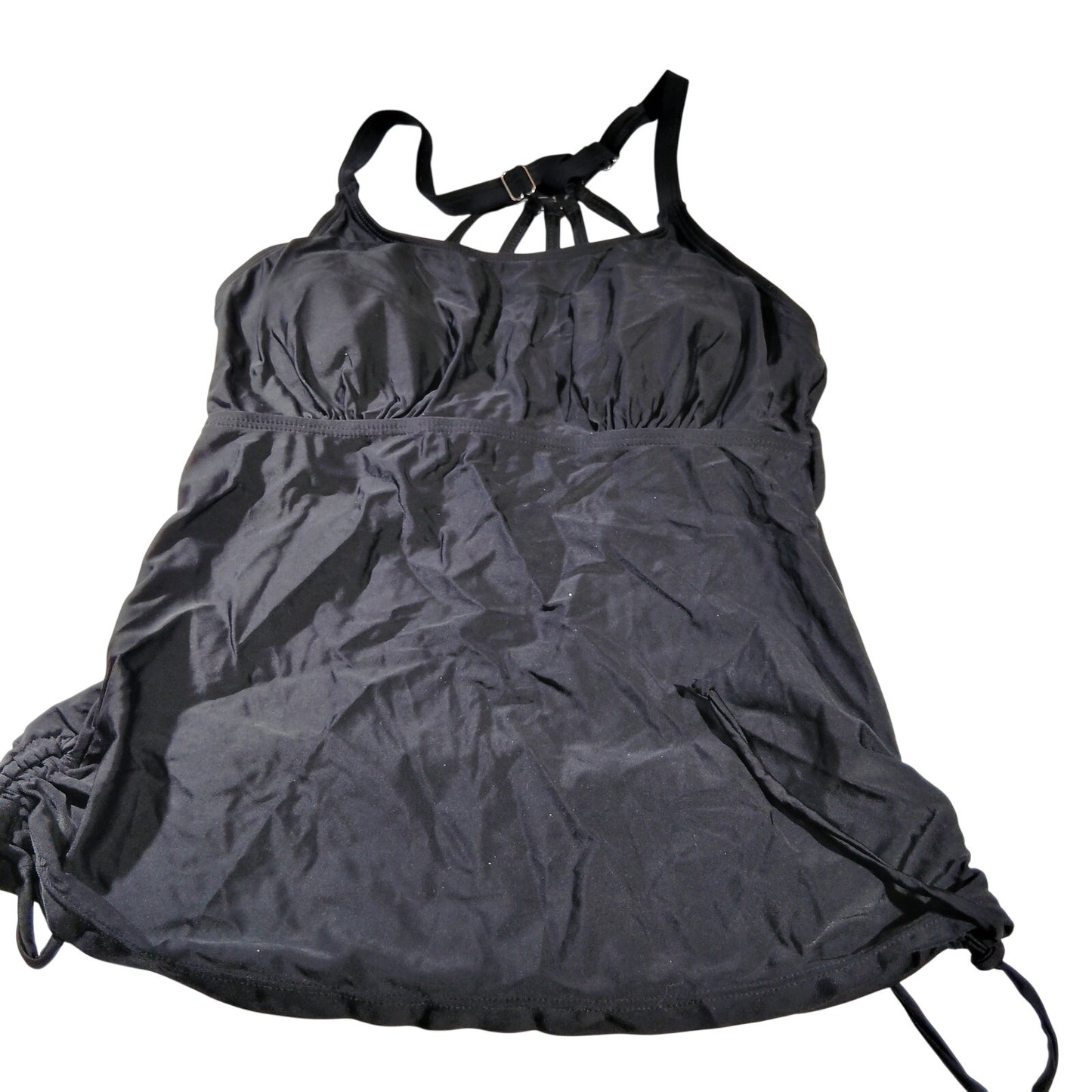 Yonique Women’s Tankini Swim Top – Strappy Racerback – Black – XS – NWT