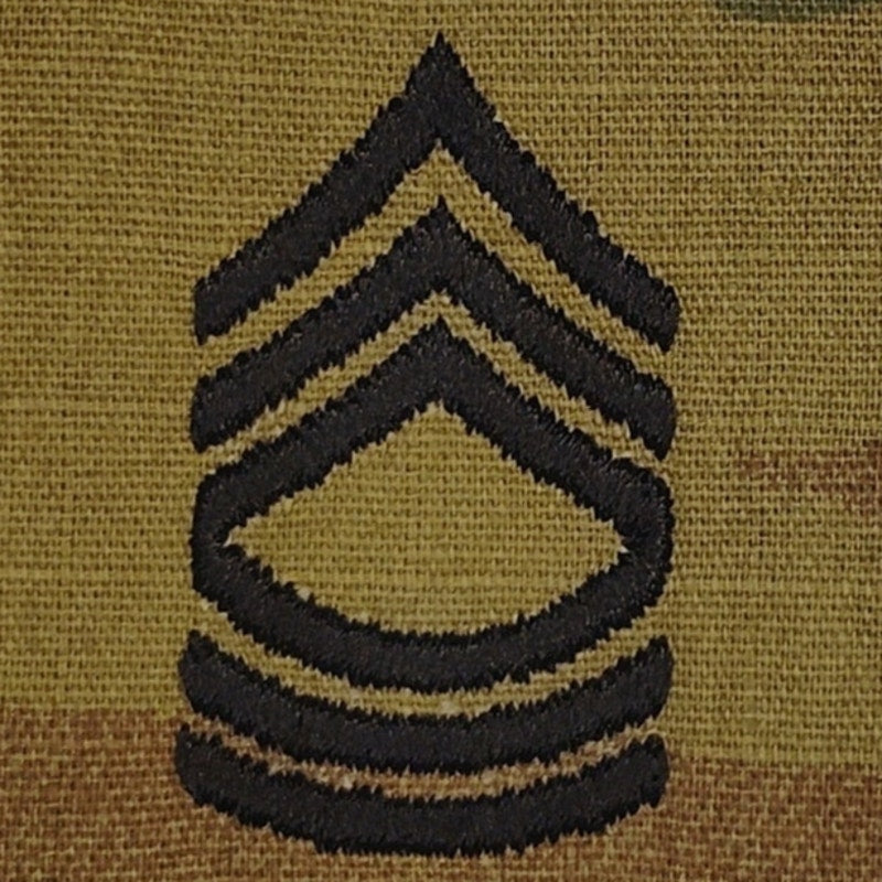 US Army Master Sergeant MSG E‑8 Rank Loop Black on OCP Scorpion W2 2" × 2"
