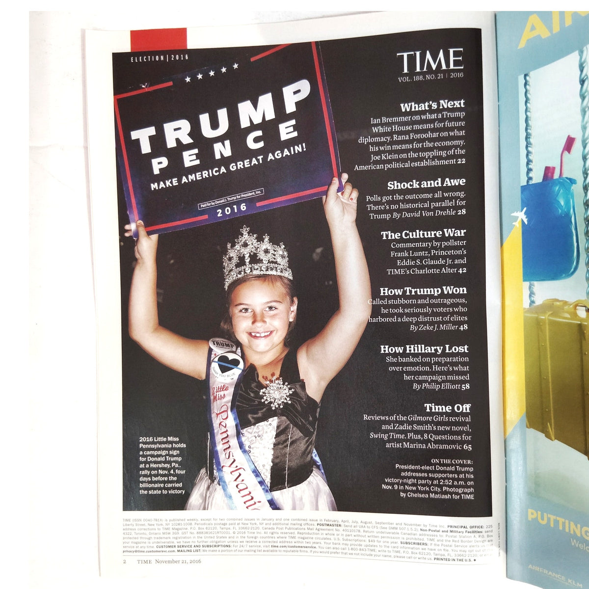 TIME Magazine November 21 2016 Vol 188 Trump President-Elect Election