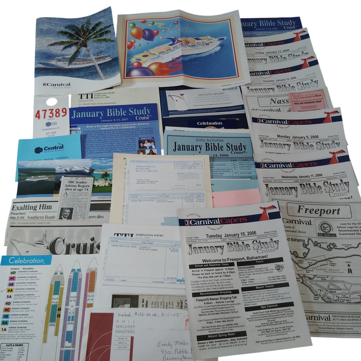 Christian Cruise 2006 Ephemera Collection - Carnival Cruise Line Memorabilia