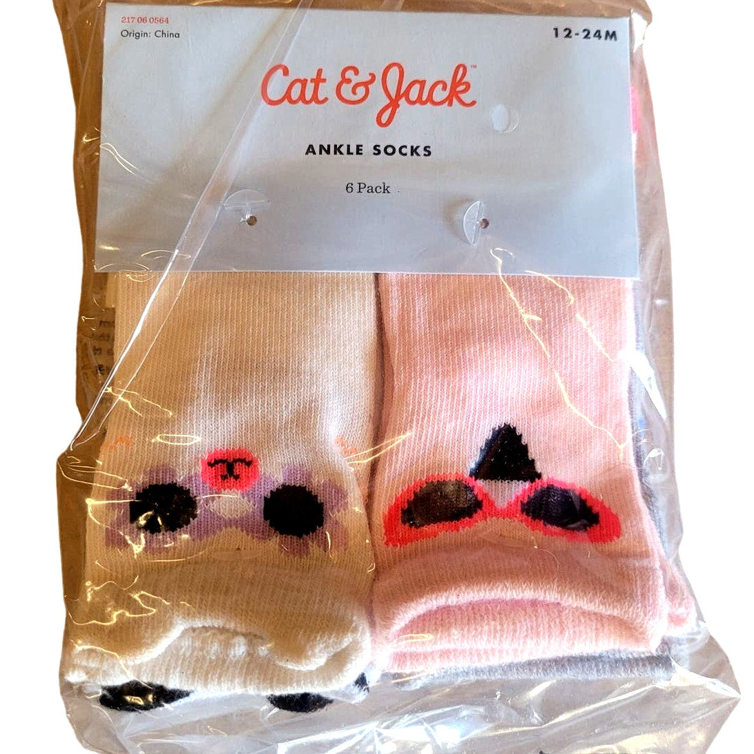Baby Girls (12-24M) 12 PK Animals/Sunglasses Print Socks - Cat & Jack