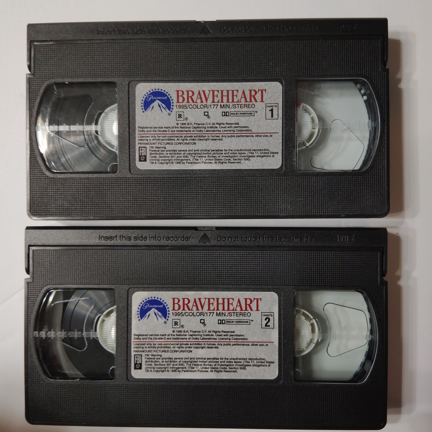 Braveheart VHS 1996 2‑Tape Set Mel Gibson Historical Epic Drama Vintage