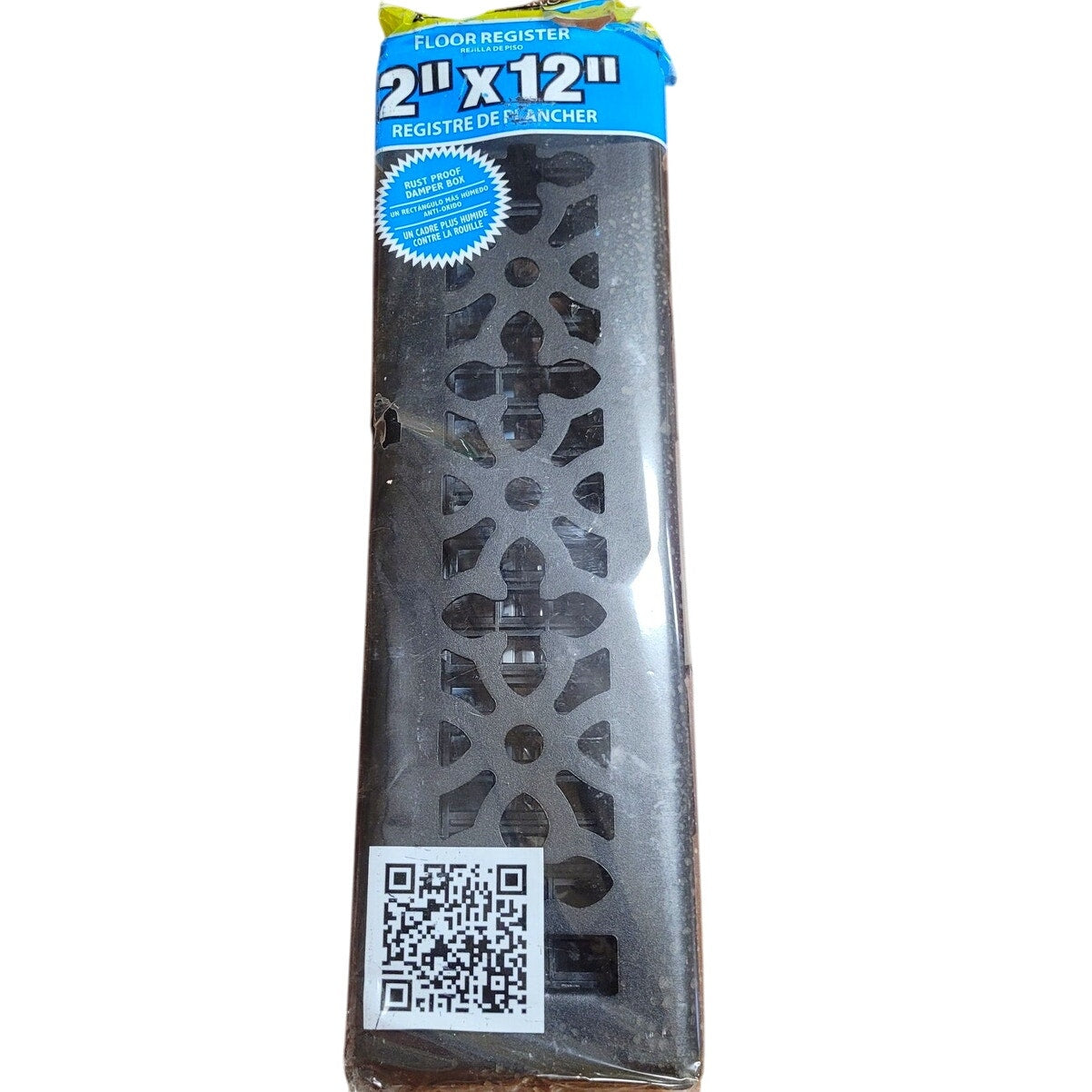 Decor Grates 2 in. X 12 in. Gothic Design Black Steel Floor Register- AGH212-BLK