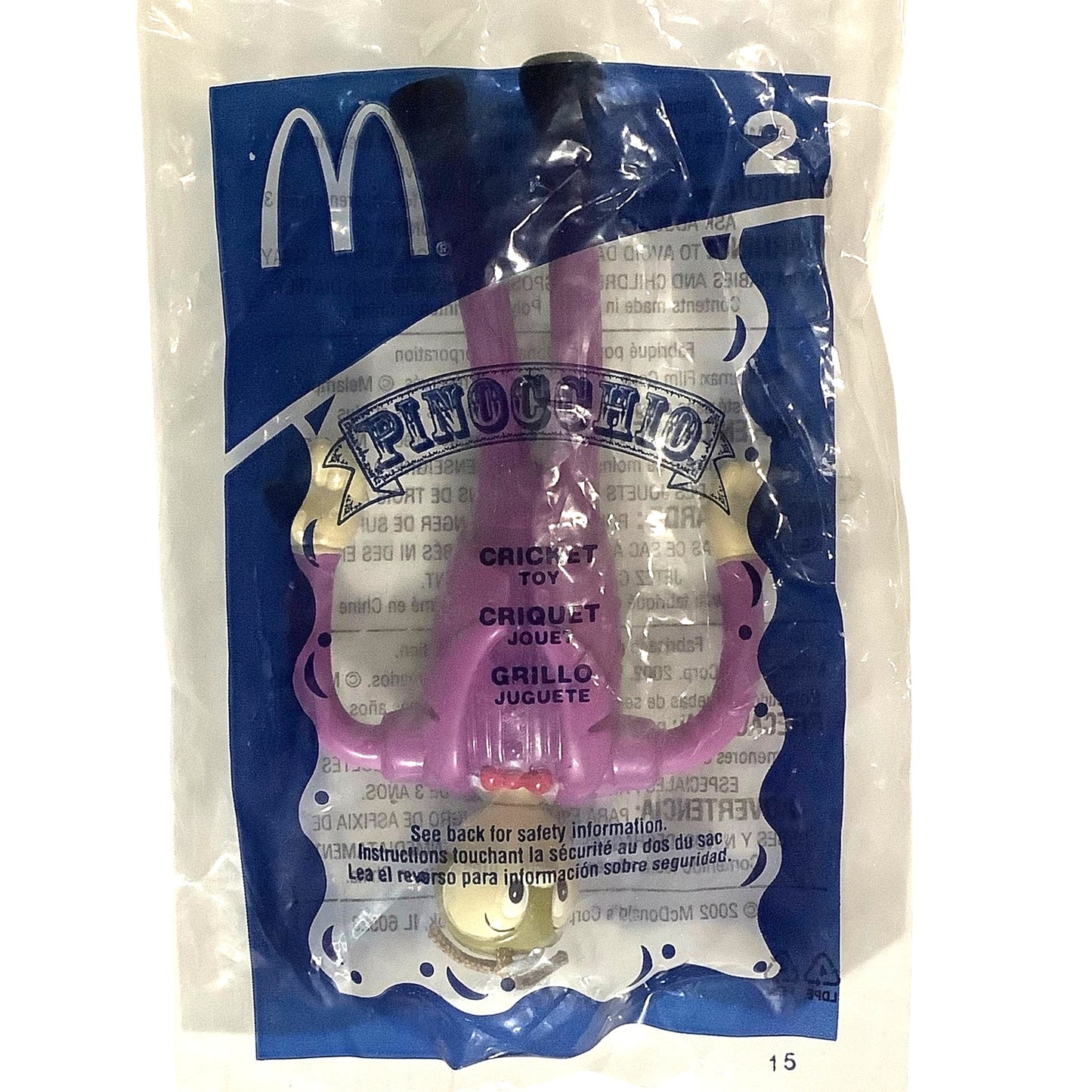 Disney's Pinocchio - Cricket Collectible Figure, McDonald's Premium, NIP, 2002
