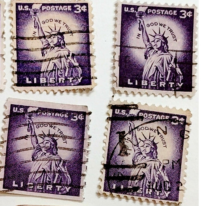 Lot of 10 – 1954 USA 3¢ Statue of Liberty Scott 1035 – Liberty Series, Canceled