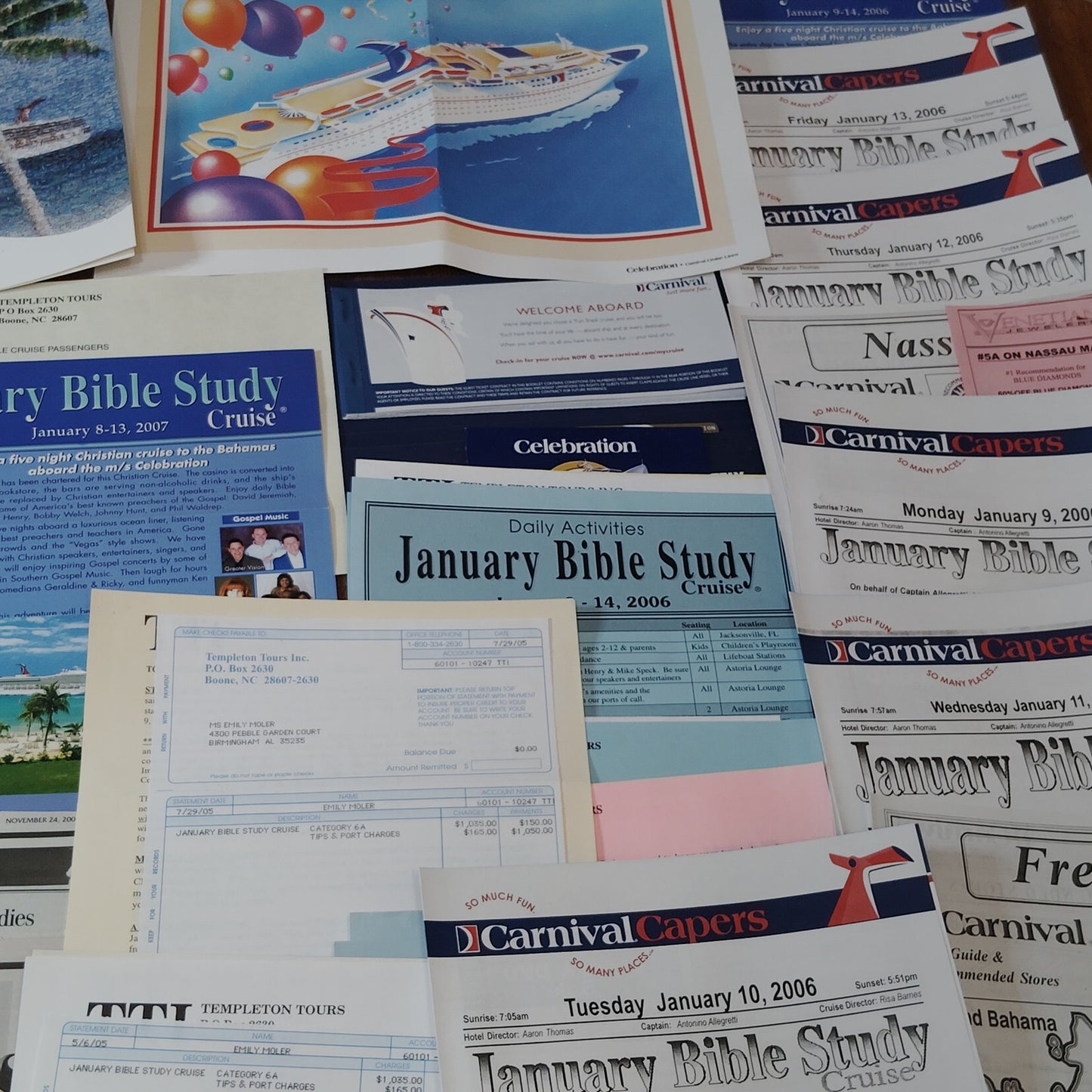 Christian Cruise 2006 Ephemera Collection - Carnival Cruise Line Memorabilia