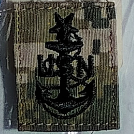 Master Chief Petty Officer 1st Class (E-9) Sew-On Cap Emblem, Woodland Digital