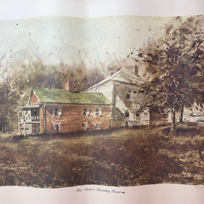 VTG Dwayne Warwick “Mrs. Bobo’s Boarding House” Litho Print Tennessee Art 25x18