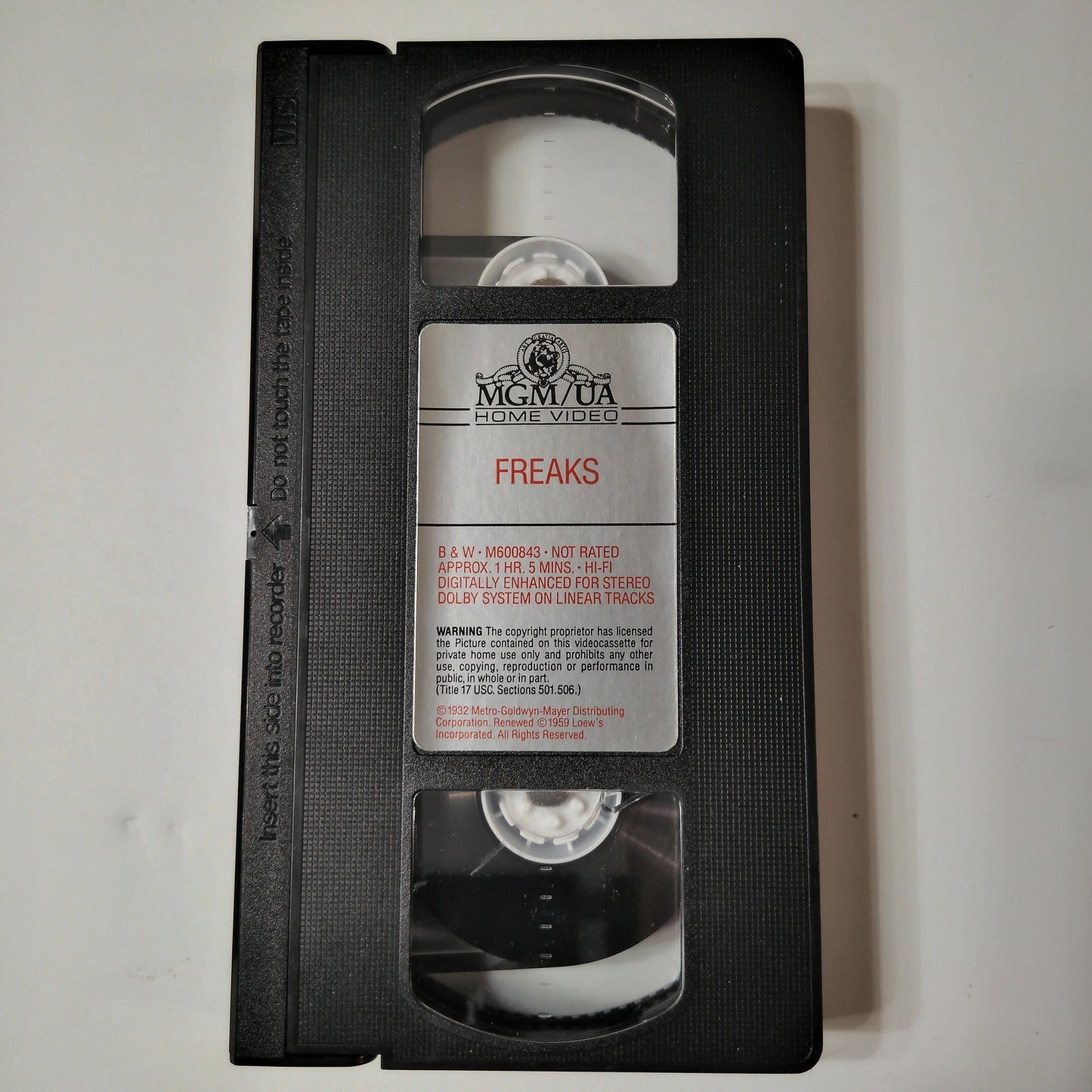Freaks VHS 1932 Tod Browning B&W 1990 MGM/UA Home Video Vintage Horror