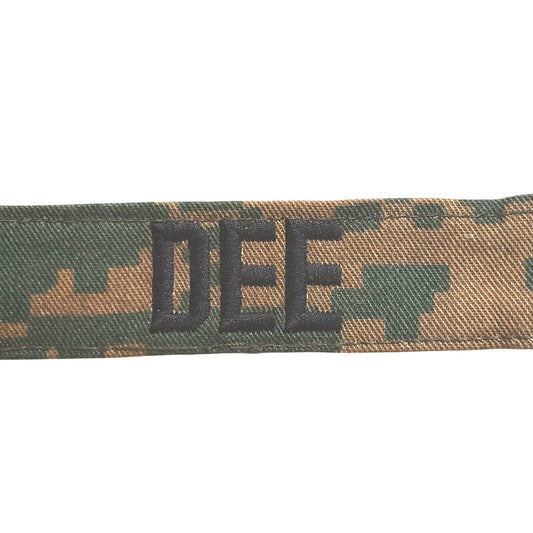 Name Tape “DEE” – Woodland MARPAT – 5" × 1" Hook Back – Patch – Novelty Patch