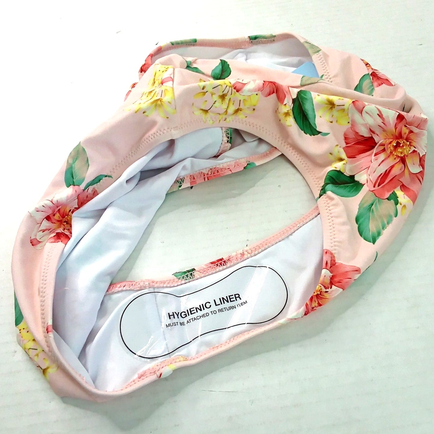 Cupshe Floral High Waisted Bikini Bottoms Pink Print 80/20 Women Medium