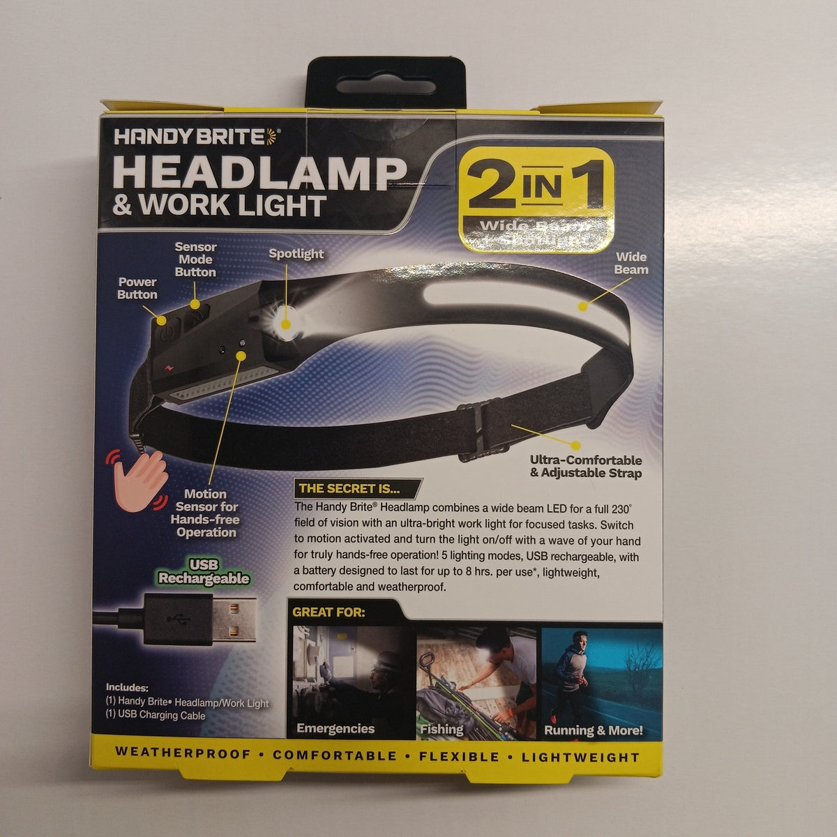 Handy Brite 2-in-1 LED Headlamp & Work Light, 250 Lumens, Rechargeable