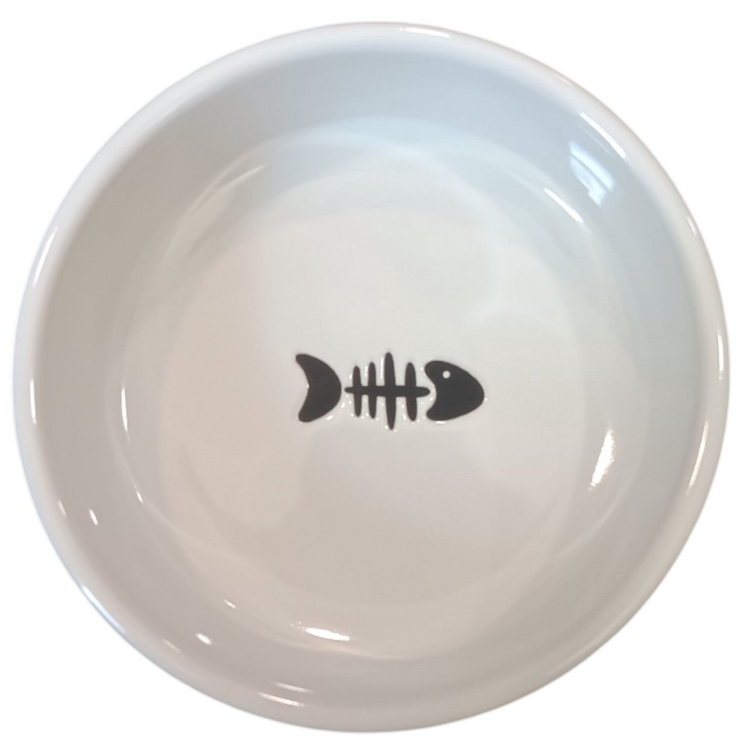 Meow Ceramic Cat Bowl w/ Wood Base – 1.25 Cup (10 oz.), Non-Skid, 5.01"D 2.1"H
