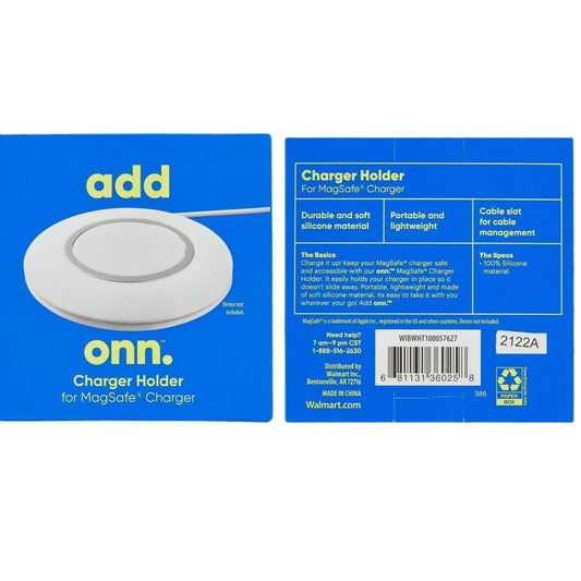 2-PK Onn Silicone MagSafe Charger Holder, White, For iPhone 12 & 13 Series Phone