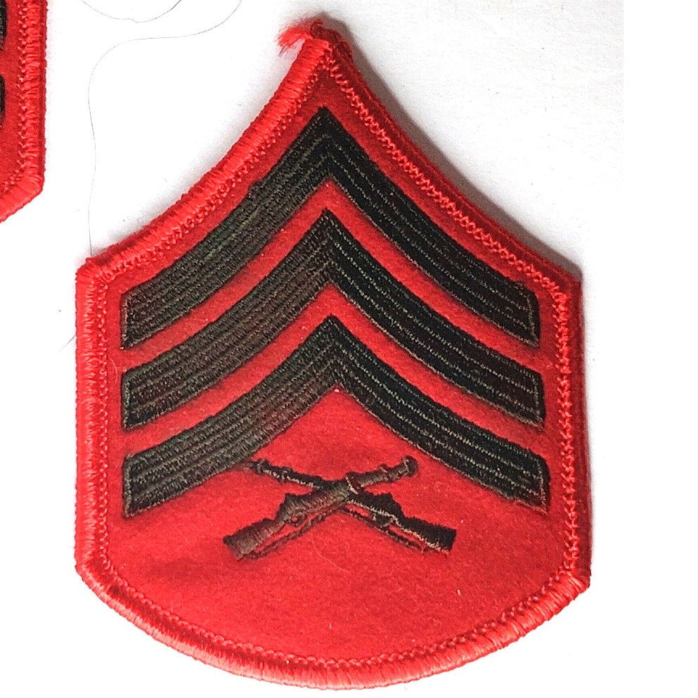 USMC Female Sergeant Sgt E-5 Rank Patch Pair Service Alpha Red Green 3.5 x 2.75"
