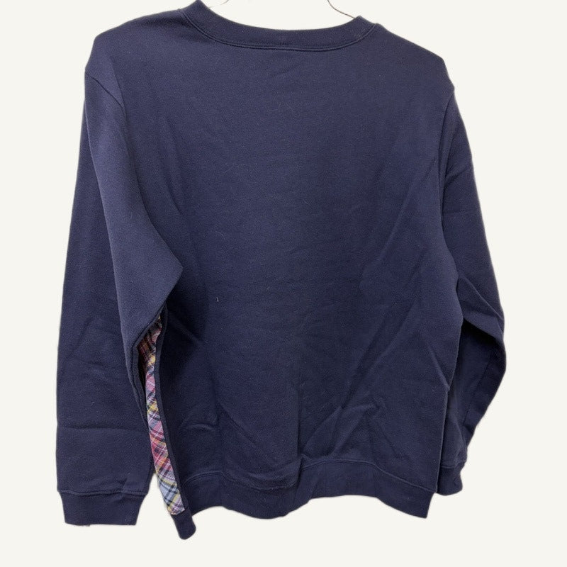 Blair Women's Navy & Multicolor Plaid Pullover Sweatshirt - Size L